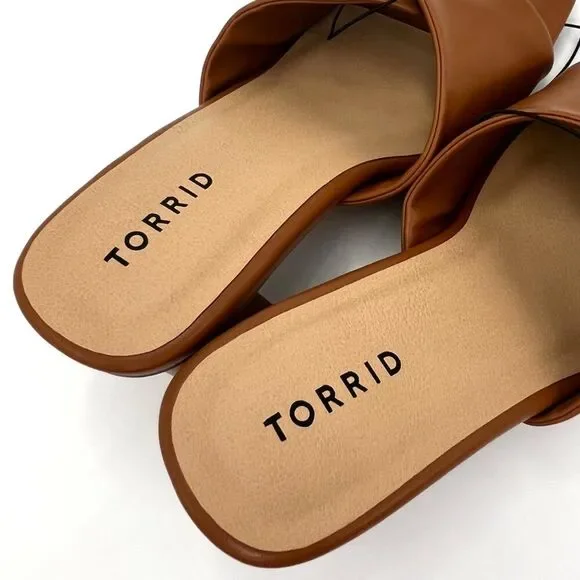 New Torrid Cognac Twist Front Heeled Mule - Size 8WW - Picture 8 of 11